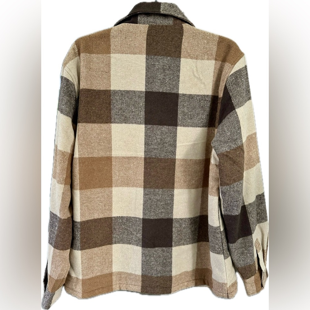 NWT Frye Women's Plaid Shirt Jacket - Brown and Cream - Picture 2 of 4